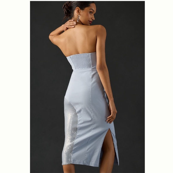 Anthropologie Strapless Slim Midi Dress Soft French Blue Size 00 - Picture 4 of 13